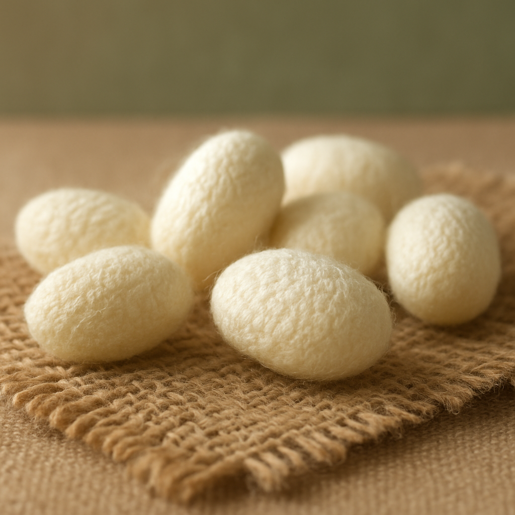 Natural cream-colored Eri silk cocoons
